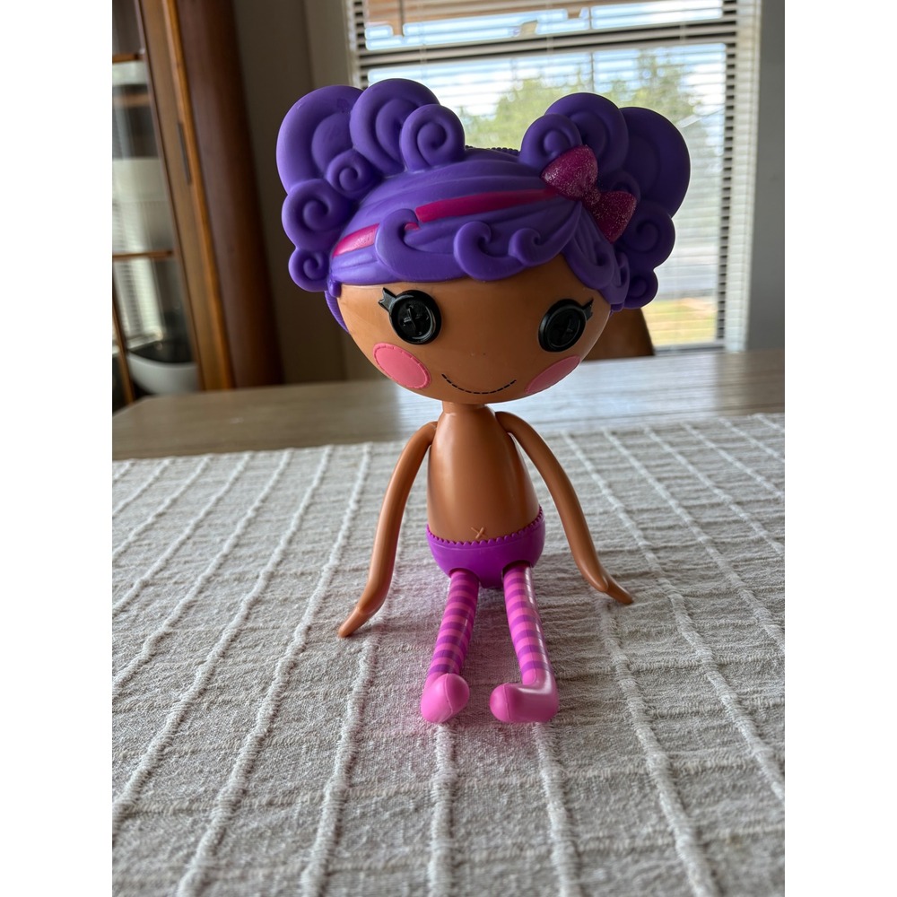 Lalaloopsy Doll MGA Entertainment Purple Hair Button Eyes Pink Striped Legs 13"